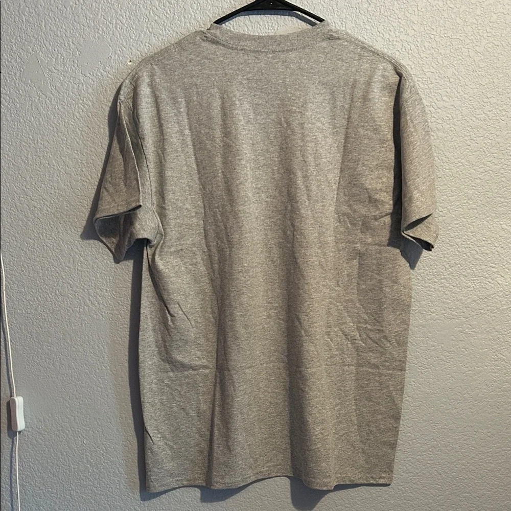 Gray Graphic T-Shirt with Red Text